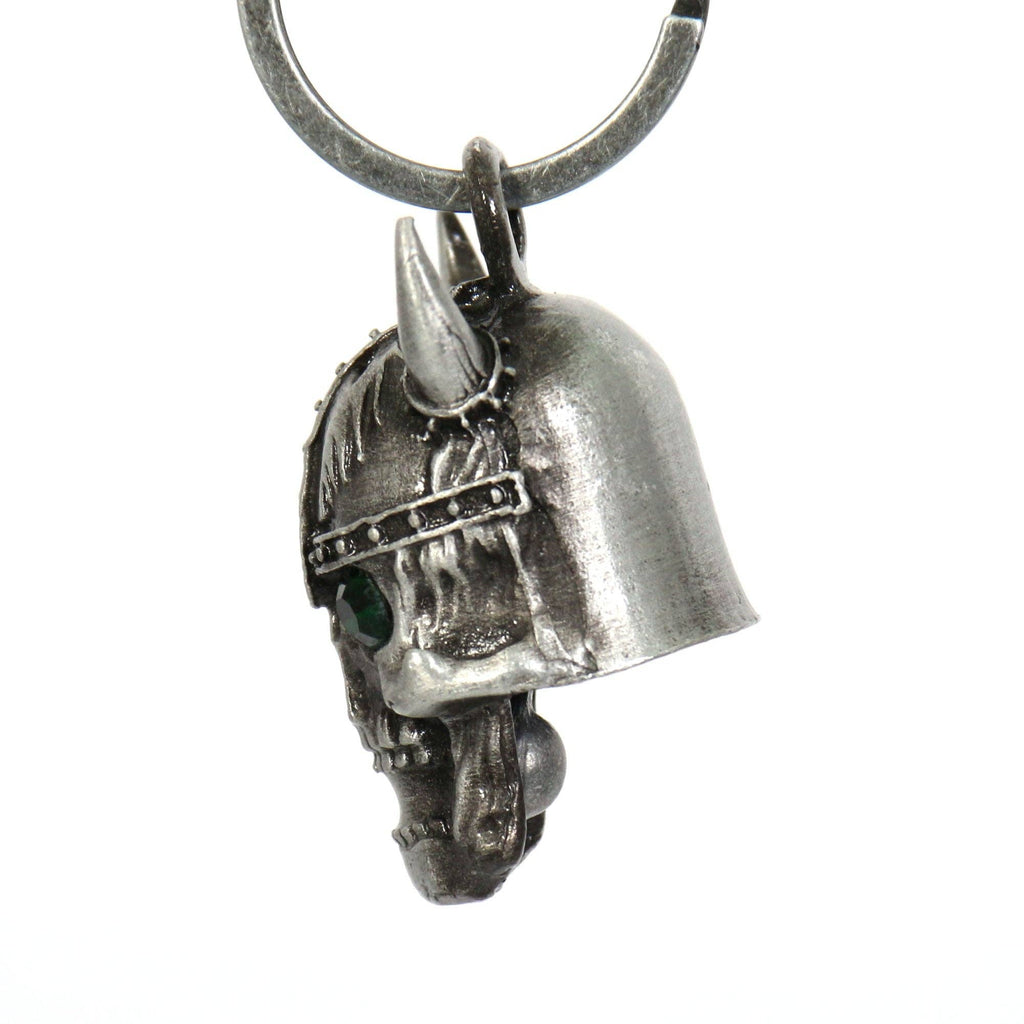 Hot Leathers Viking Skull Green Stones Bell