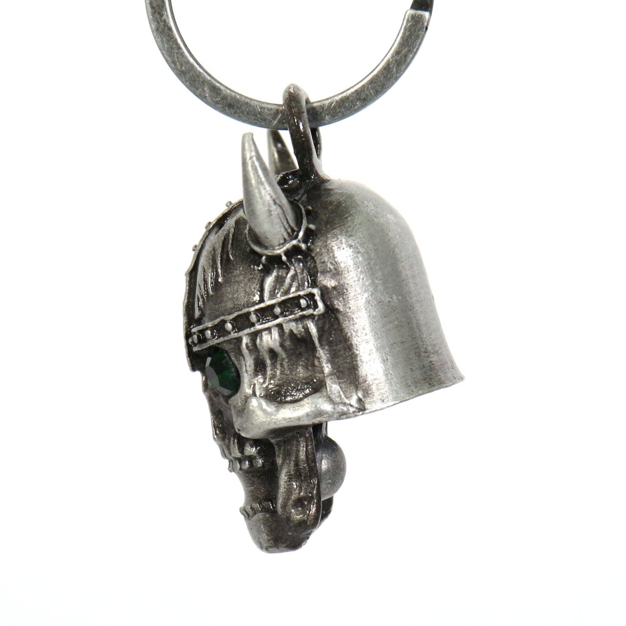 Hot Leathers Viking Skull Green Stones Bell