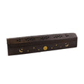 Hand Carved Wooden Incense Burner Box - Sun & Moon