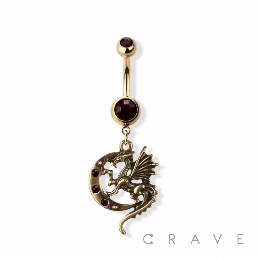 CRESCENT MOON DRAGON 316L SURGICAL STEEL NAVAL RING