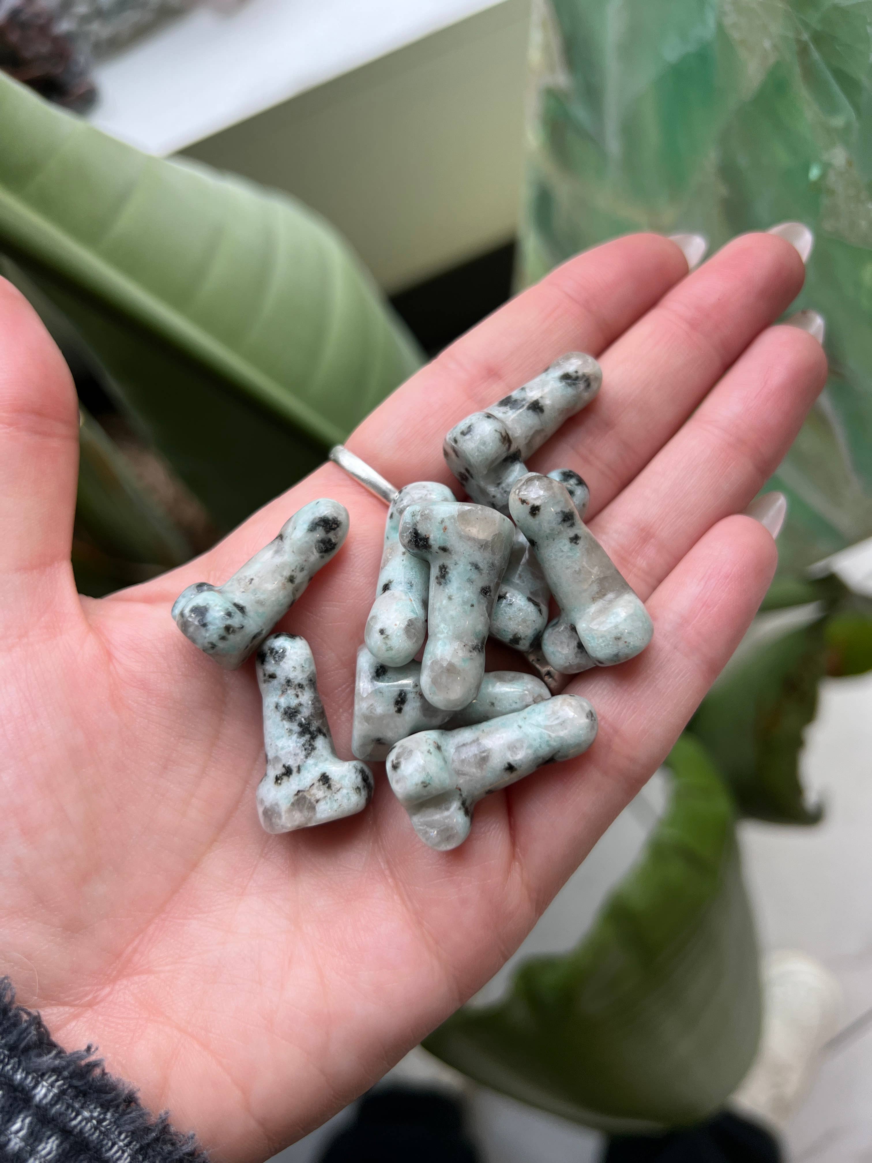 Kiwi Jasper Crystal Phallus Carving