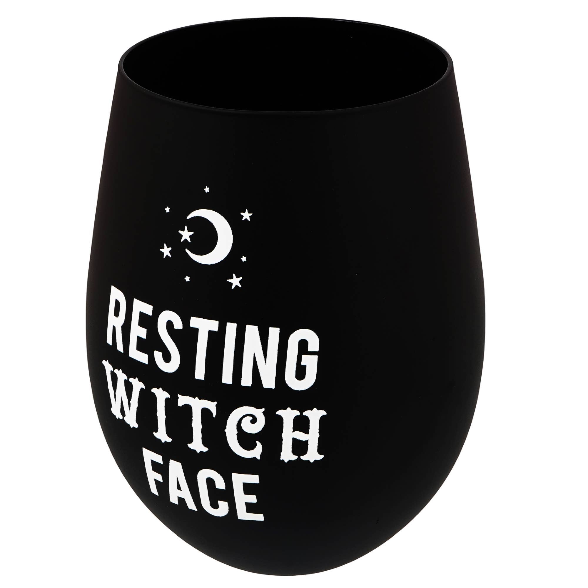 Resting Witch Face Stemless Wine Glass