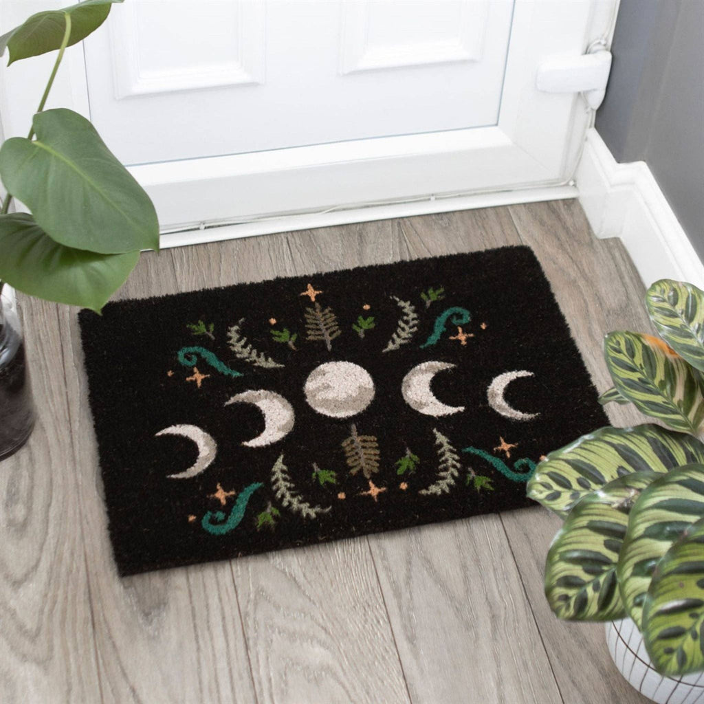 Black Dark Forest Moon Phase Doormat.