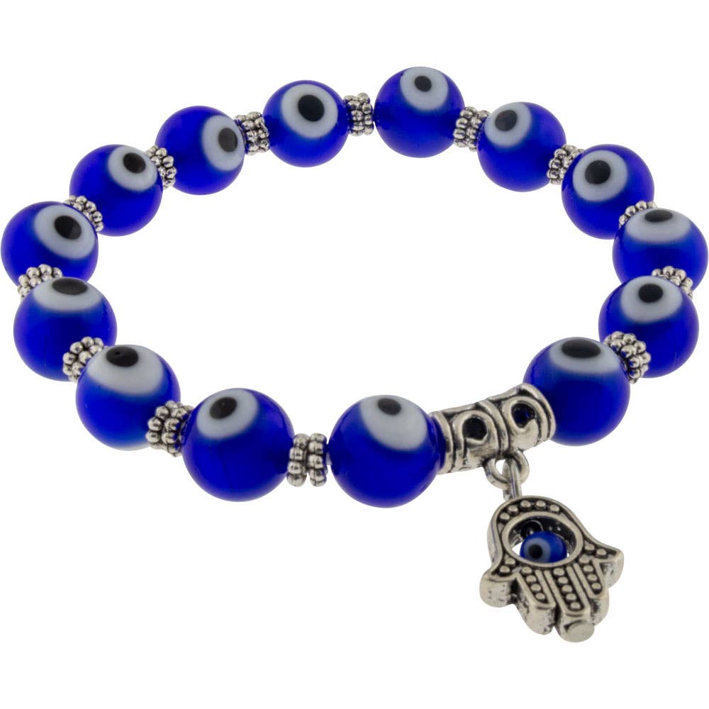 Glass Beads Elastic Bracelet Evil Eye Protection Cobalt