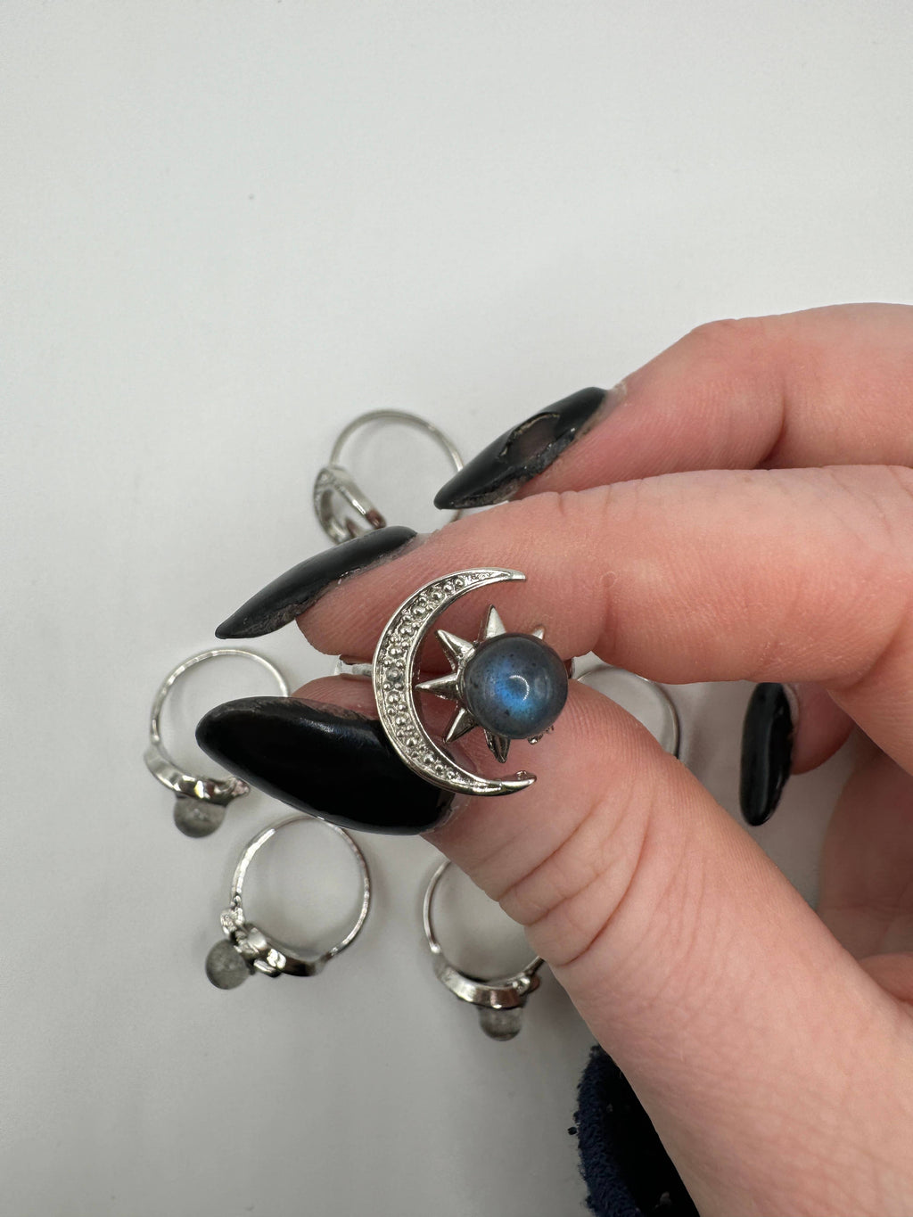 Labradorite Sun & Moon Rings - Adjustable Crystal Rings
