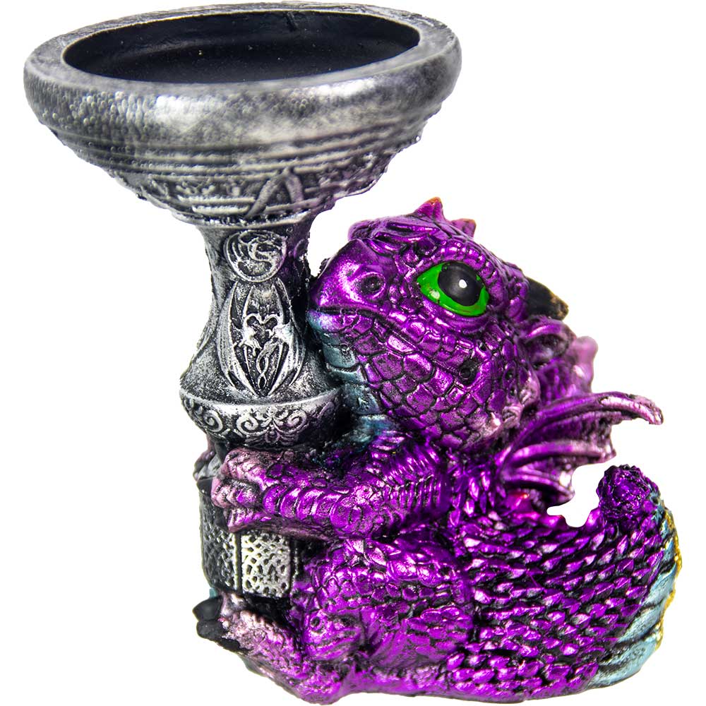 Polyresin T-Light Holder Baby Dragon - Purple