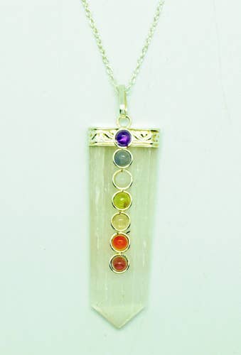 White Selenite Chakra Necklace
