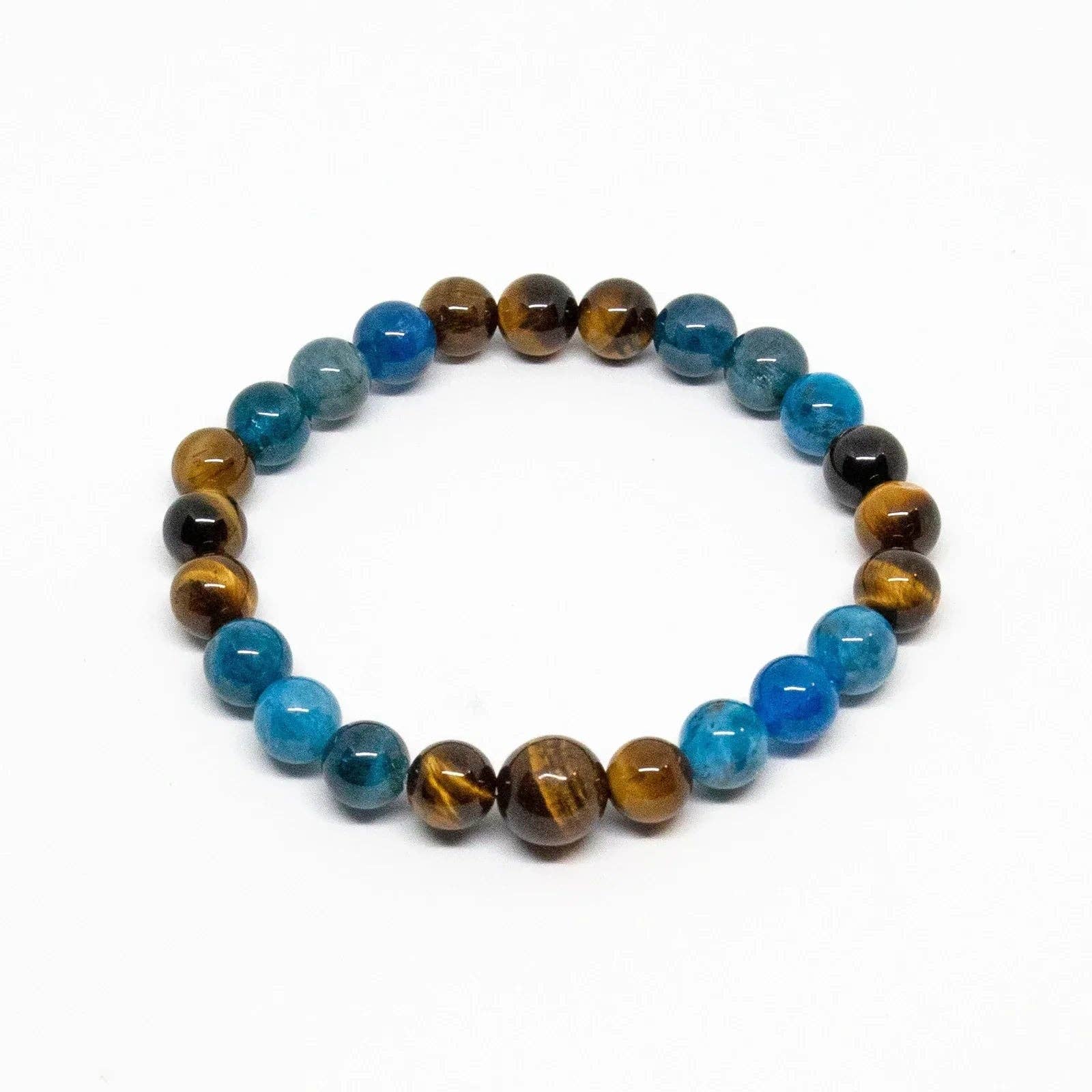 Apatite & Tiger's Eye Beaded Bracelet 6mm - Large Wrist