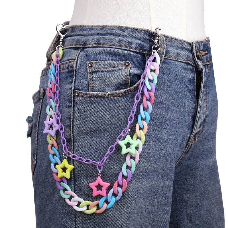 Colorful Acrylic Star Pendant Chain Trendy Gender-Neutral Belt