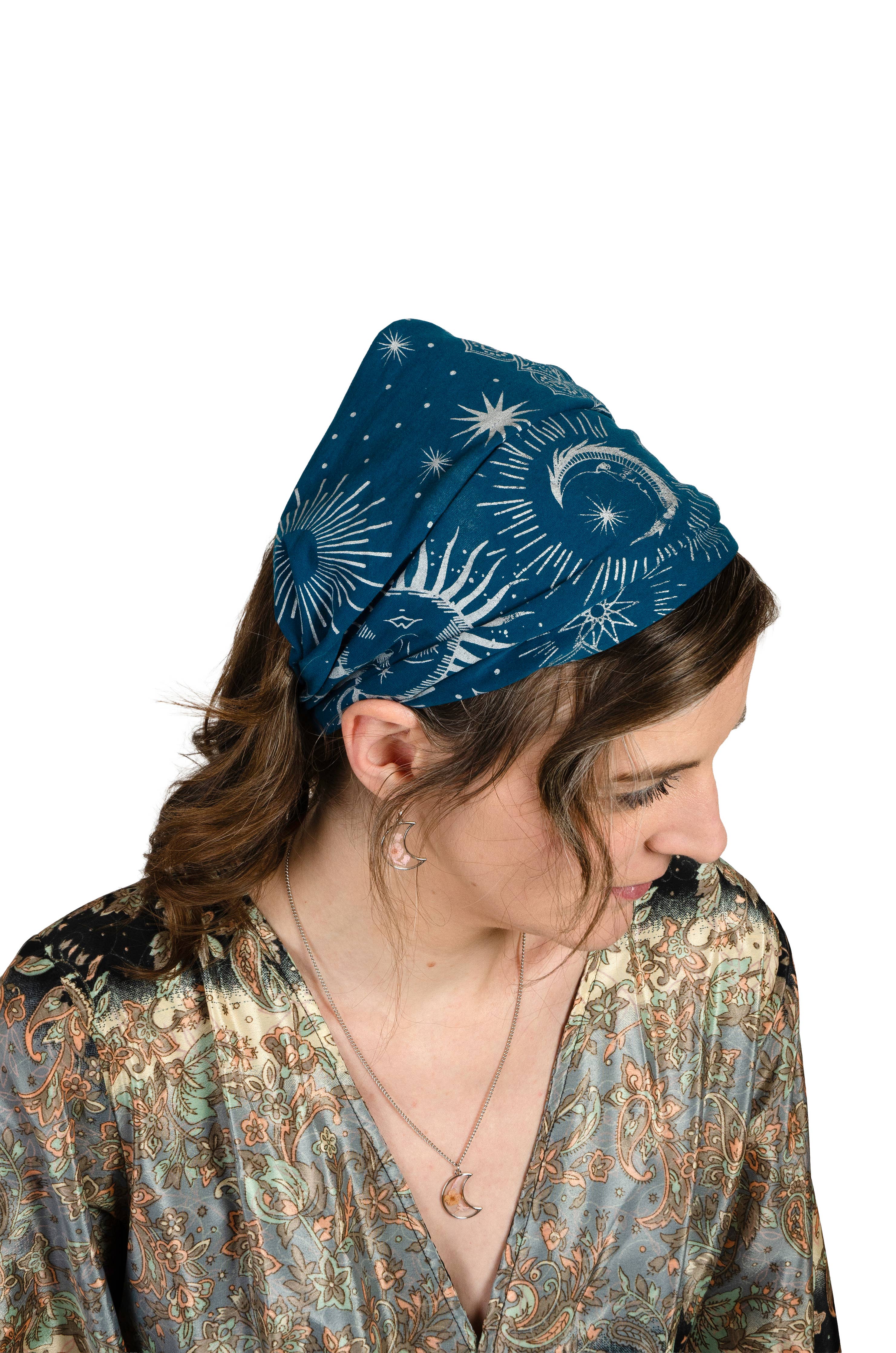Celestial Star Moon Sun Printed Cotton Kerchief
