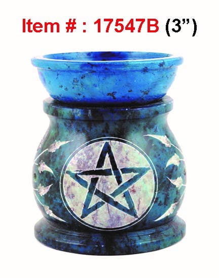 Stone Oil Burner - Blue Pentacle (3 in.)