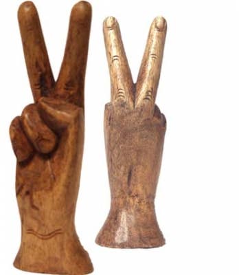 Don't Stop Believing Hand Carved Wooden Peace Hand