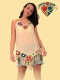 Free Fallin' Cotton Poly Blend Crochet Fringe Blouse