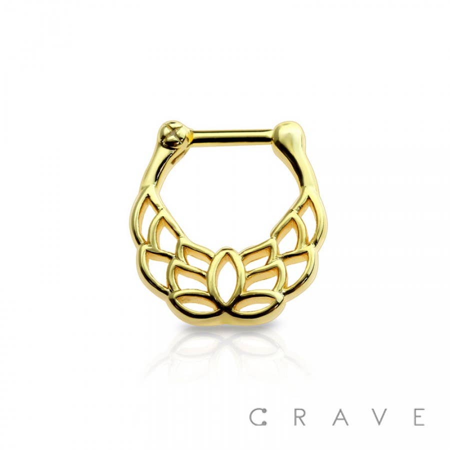LOTUS LEAF PATTERNED HOOP SEPTUM CLICKER